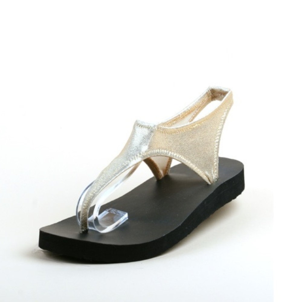 Topsies Gold metallic stretch sandal flip flops